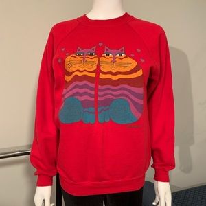 Vintage Laurel Burch Love Cats Crewneck Sweatshirt